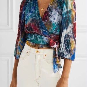Alice + Olivia Bray Wrap Blouse Floral Crop Chiffon | Size XS | New With Tags